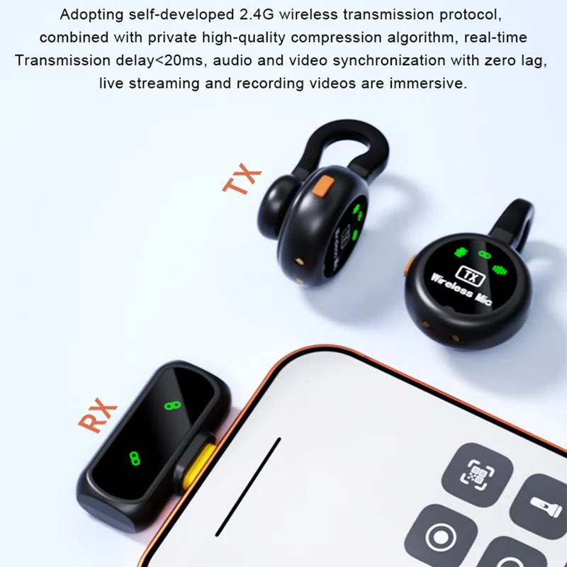 Kit micro-cravate sans fil QY90 avec boîtier de chargement Type-C, micro-cravate numérique à affichage numérique, faible latence 2,4 G (2 micros + 1 récepteur) - Noir