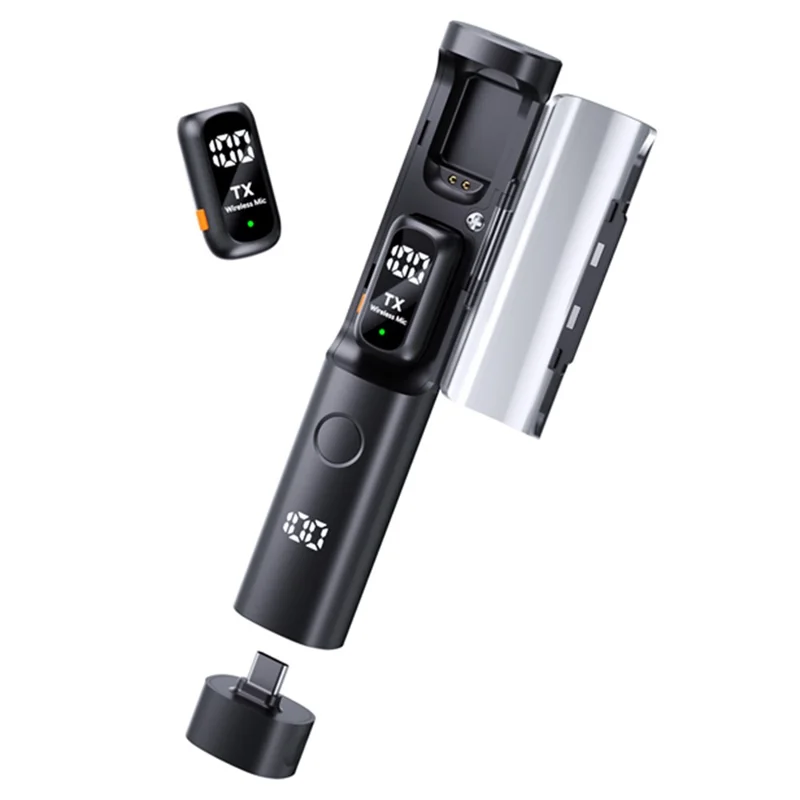 Draadloze QY99 Lavaliermicrofoon met oplaadcase AI-ruisonderdrukking Type-C Lavaliermicrofoon voor interview live stream (2 microfoons + 1 ontvanger)