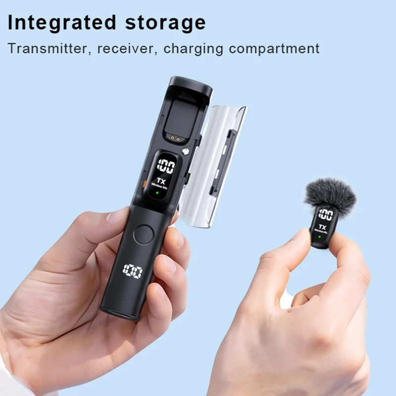 Draadloze QY99 Lavaliermicrofoon met oplaadcase AI-ruisonderdrukking Type-C Lavaliermicrofoon voor interview live stream (2 microfoons + 1 ontvanger)