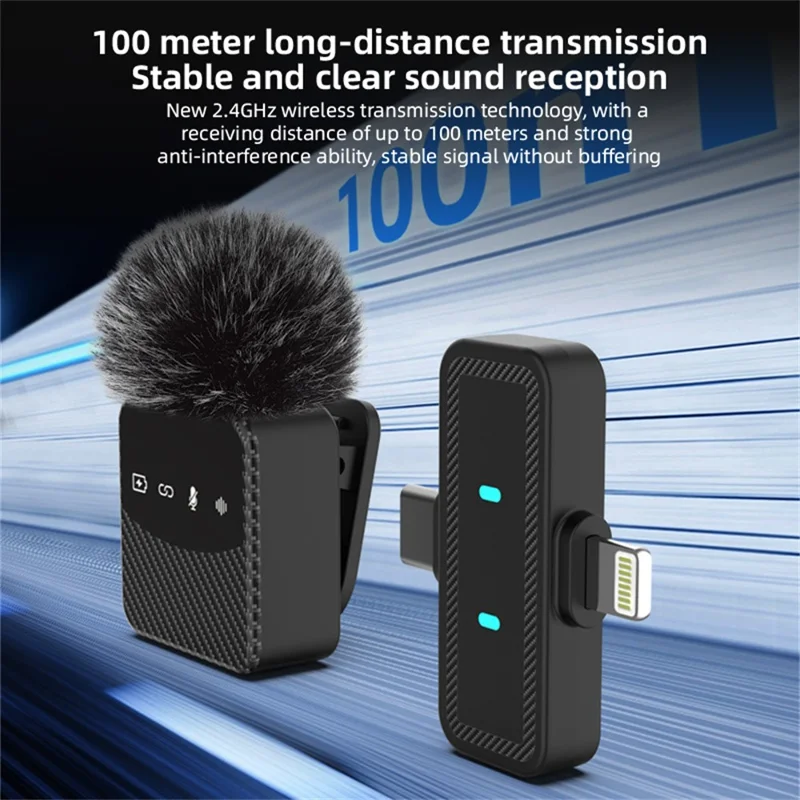 MS9 Wireless Lavalier Microphone 2.4GHz 20m Transmission CD-Level Audio Magnetic Lavalier Mic for Live Streaming (2 Microphones+1 Receiver) - Black