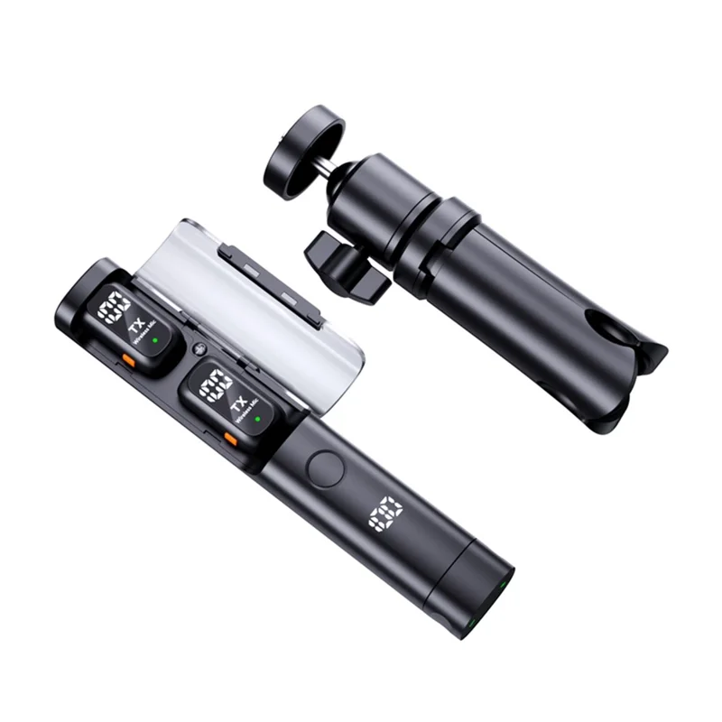 QY99 Wireless Lavalier Microphone AI Noise Reduction Type-C Interface Lavalier Mic with Tripod & Storage Case (2 Microphones+1 Receiver)