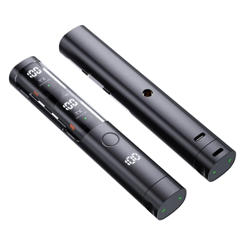 QY99 Wireless Lavalier Microphone AI Noise Reduction Type-C Interface Lavalier Mic with Tripod & Storage Case (2 Microphones+1 Receiver)