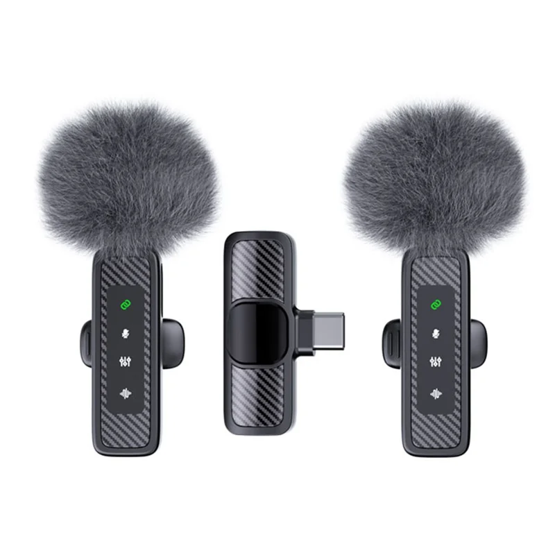 QY22 2.4G Wireless Lavalier Microphone Type-C 20m Range Lavalier Mic for Live Streaming Interview (2 Microphones+1 Receiver)