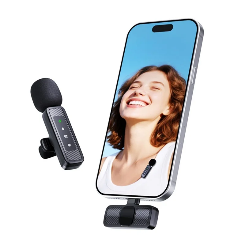 QY22 2.4G Wireless Lavalier Microphone Type-C 20m Range Lavalier Mic for Live Streaming Interview (2 Microphones+1 Receiver)
