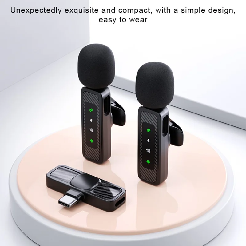 QY22 2.4G Wireless Lavalier Microphone Type-C 20m Range Lavalier Mic for Live Streaming Interview (2 Microphones+1 Receiver)