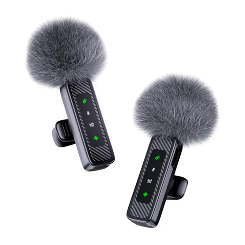 QY22 2.4G Wireless Lavalier Microphone Type-C 20m Range Lavalier Mic for Live Streaming Interview (2 Microphones+1 Receiver)