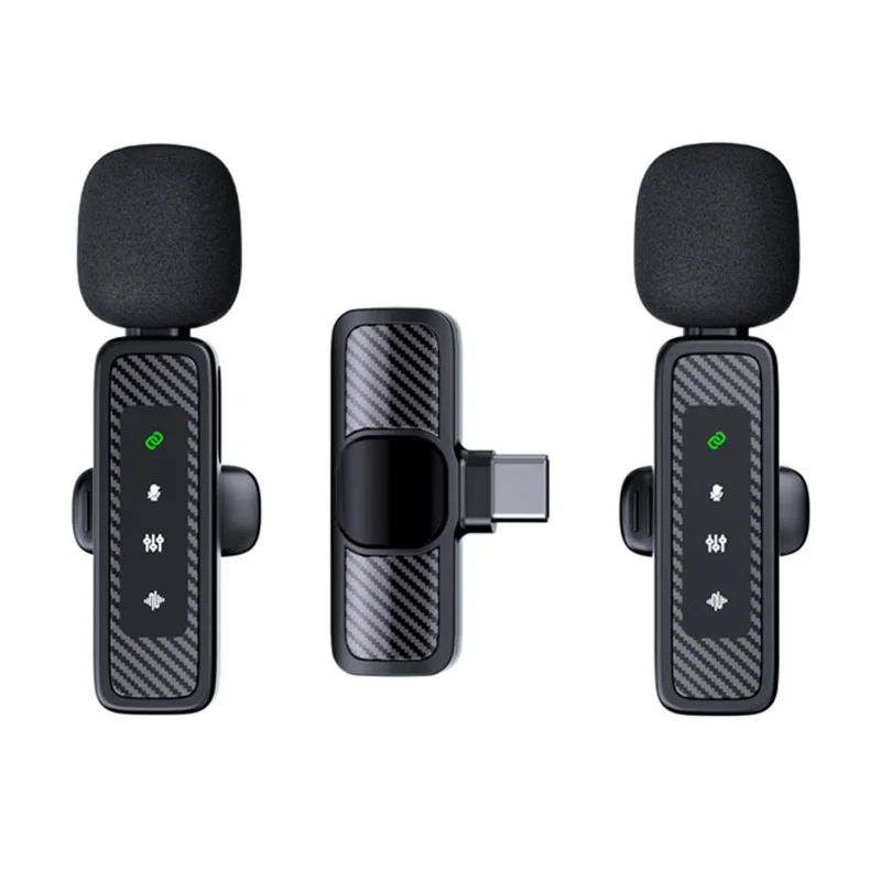 QY22 2.4G Wireless Lavalier Microphone Type-C 20m Range Lavalier Mic for Live Streaming Interview (2 Microphones+1 Receiver)