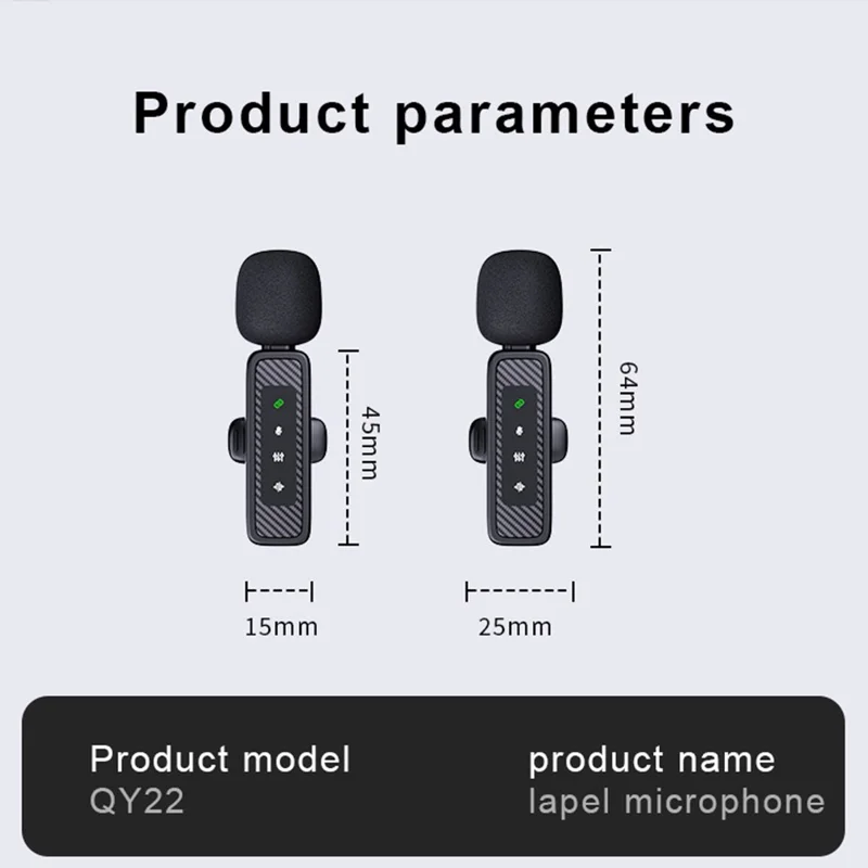 QY22 2.4G Wireless Lavalier Microphone Type-C iP (5-14) 3.5mm TRS Lavalier Mic for Live Streaming Interview (2 Microphones+1 Receiver)