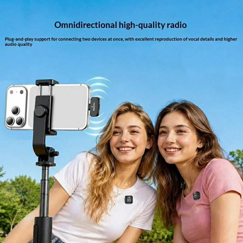 YESIDO KR29 Type-C Plug 2.4GHz Wireless Lavalier Microphone Dual Transmitter 48kHz 50m Range - Black