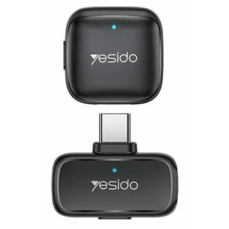 YESIDO KR27 Type-C aansluiting Dual Mode 2,4 GHz Draadloze Lavaliermicrofoon, 1 zender + 1 ontvanger - Zwart