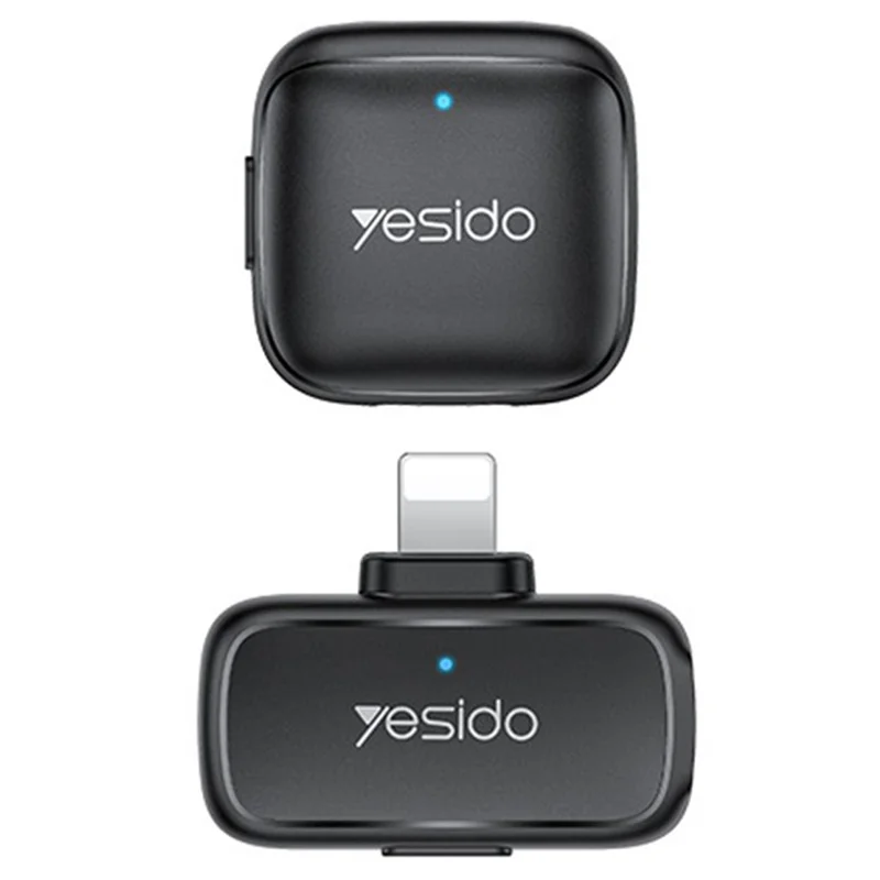 YESIDO KR26 iP Plug Mini Lavalier Microphone 2.4GHz Wireless Clip-on Mic, 1 Transmitter + 1 Receiver - Black