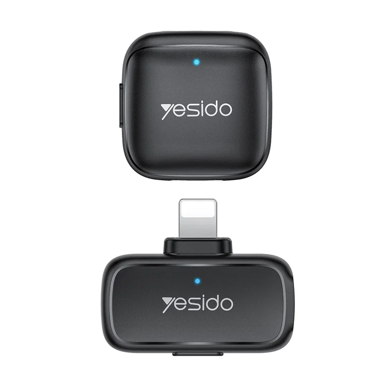 YESIDO KR26 iP Plug Mini Lavalier Microphone 2.4GHz Wireless Clip-on Mic, 1 Transmitter + 1 Receiver - Black