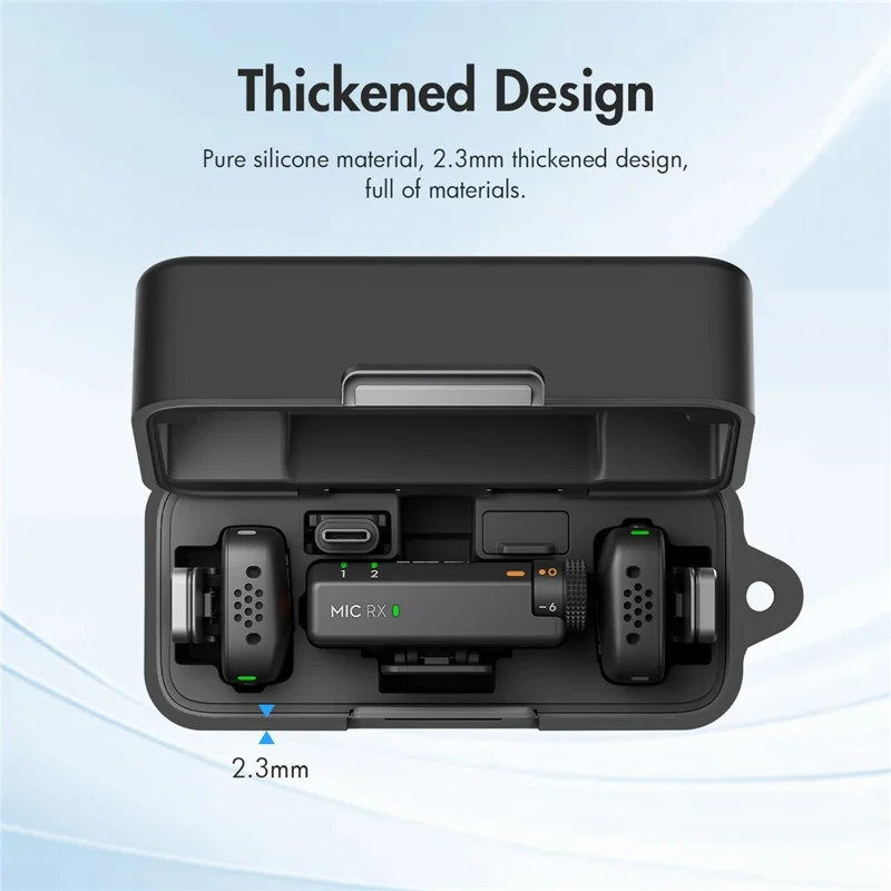 PULUZ PU744 For DJI Mic Mini Charging Case Silicone Protective Cover Shockproof Dustproof with Carabiner - Black