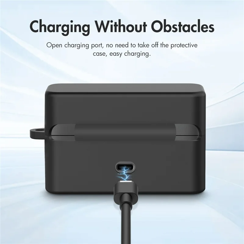 PULUZ PU744 For DJI Mic Mini Charging Case Silicone Protective Cover Shockproof Dustproof with Carabiner - Black