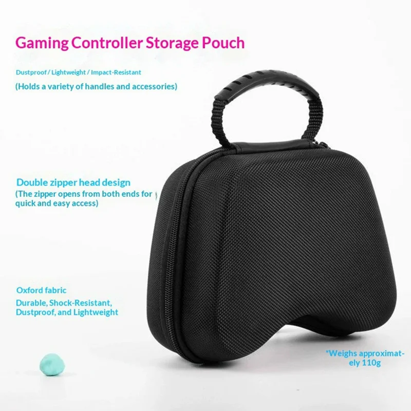 Storage Pouch for Sony PlayStation 5 / Xbox Series X / Series S / Nintendo Switch Pro EVA Material Shockproof Portable Case - Black