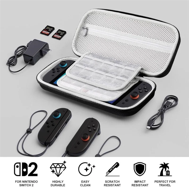 For Nintendo Switch 2 Carrying Case 20-Cartridge EVA + Oxford Fabric Shockproof Storage Bag
