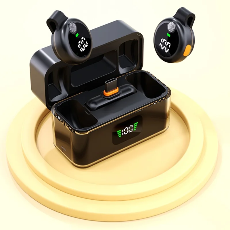 QY30 2Pcs 2.4G Wireless Lavalier Microphones with Receiver Noise Cancelling Lapel Mic for Live Streaming