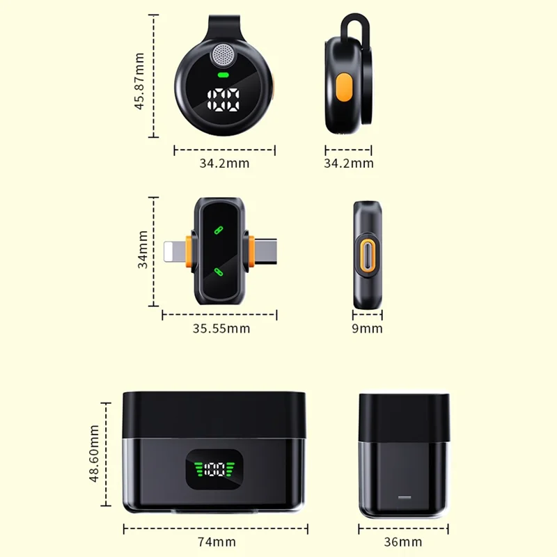 QY30 2Pcs 2.4G Wireless Lavalier Microphones with Receiver Noise Cancelling Lapel Mic for Live Streaming