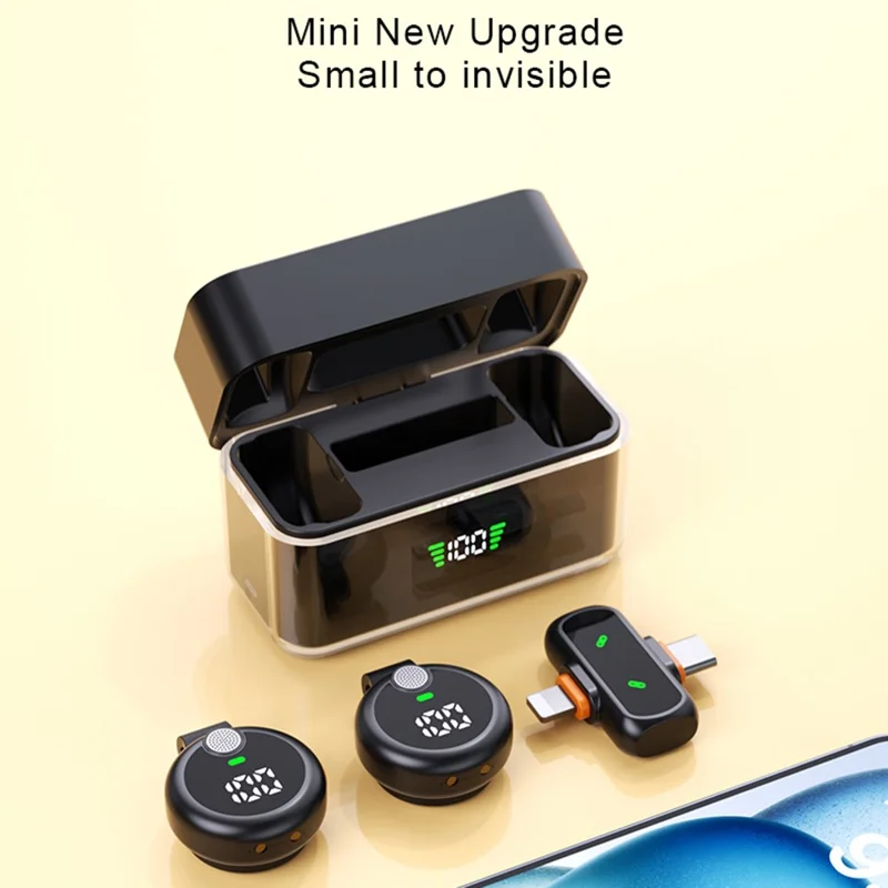 QY30 2Pcs 2.4G Wireless Lavalier Microphones with Receiver Noise Cancelling Lapel Mic for Live Streaming