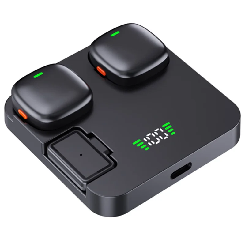 QY50 2Pcs 2.4GHz Wireless Lavalier Microphone with Receiver 360 Degree Pickup ANC Mic