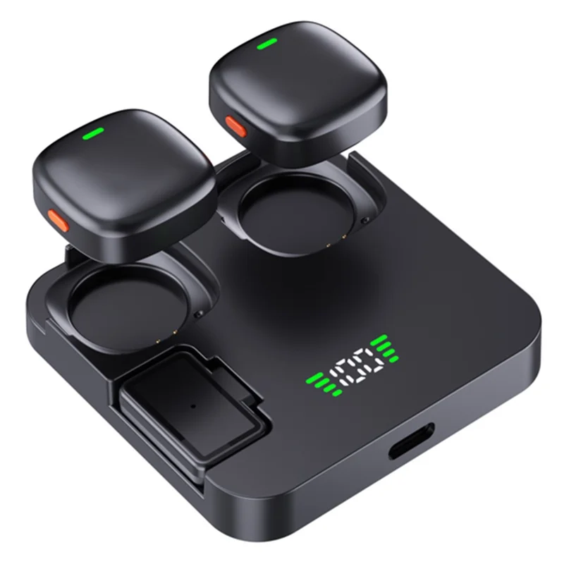 QY50 2Pcs 2.4GHz Wireless Lavalier Microphone with Receiver 360 Degree Pickup ANC Mic