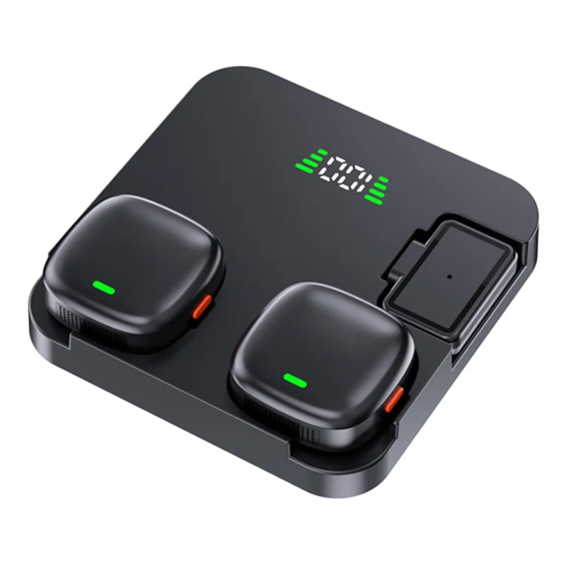 QY50 2Pcs 2.4GHz Wireless Lavalier Microphone with Receiver 360 Degree Pickup ANC Mic