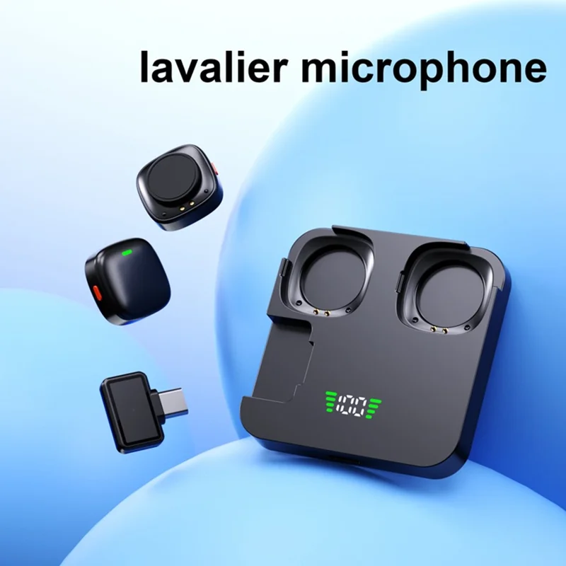QY50 2Pcs 2.4GHz Wireless Lavalier Microphone with Receiver 360 Degree Pickup ANC Mic