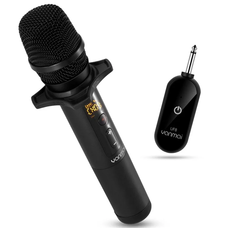 YANMAI UF8 UHF Auto Wireless Dynamic Microphone System with Receiver for Amplifier Mixer Speaker