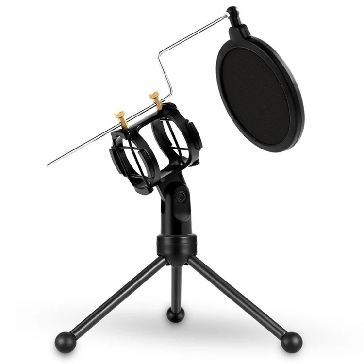 Yanmai PS-3 Tragbares Mikrofon-pop-filter-mesh Schockdesktop-ständer - Schwarz