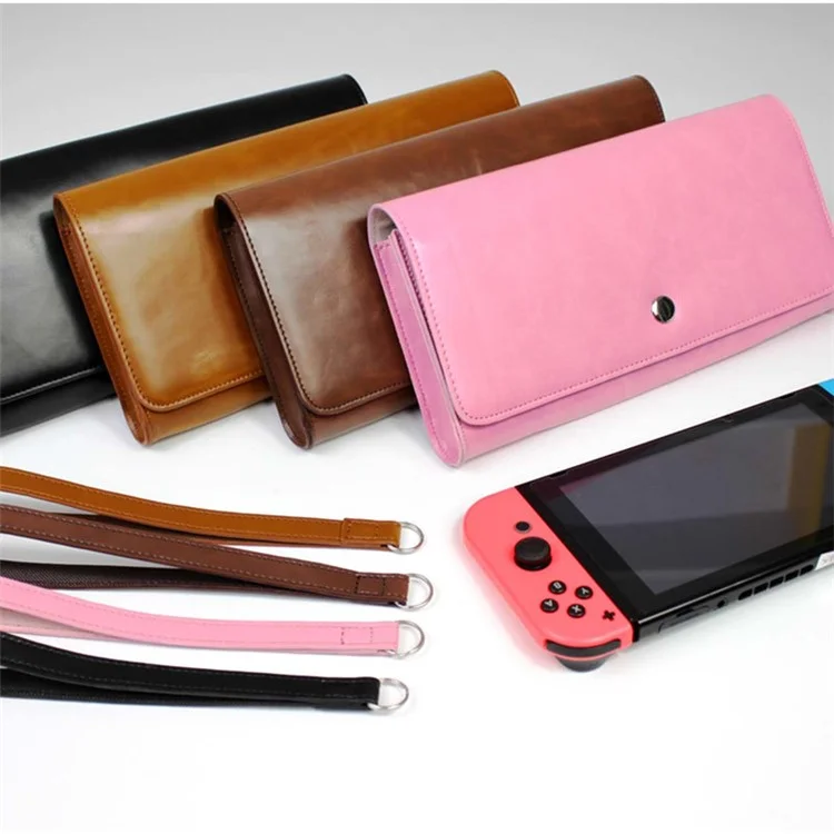 Pochette De Rangement De Protection En Cuir PU Portable Pochette Pour Commutateur Nintendo - Café