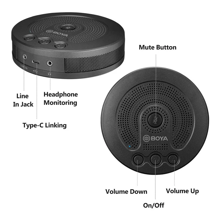 Microphone de Conférence Boya By-bmm400 Avec Prise de Surveillance Des Haut-parleurs Pour Ordinateur Portable Sur Tablette Pour Smartphone