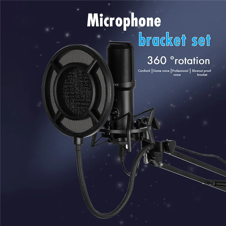 Yanmai Q10-B Gravação Profissional Cantando Broadcasting Studio Microfone Microfone Usb Com Bracket Choque Mount Pop Filter Kit