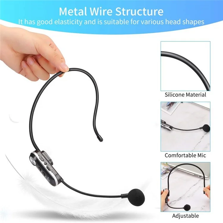 Fone de Ouvido Sem Fio T-1 com Microfone 30m Sistema de Microfone UHF Sem Fio para Amplificadores de Voz, Palco, Palestrantes, Professores, Guias Turísticos