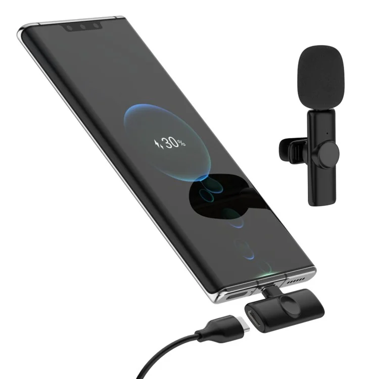 K2 Typ-c Wireless Revers Microfon Plug And Play Rauschreduktion Lavalier Mic Für Live-interview-mobiltelefonaufzeichnungen