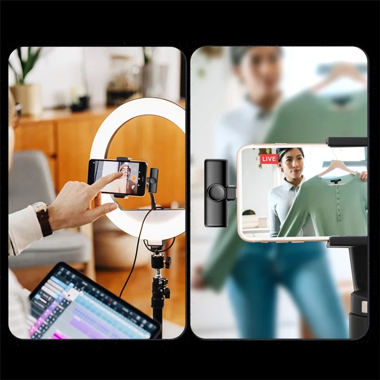 K2 Type-C Wireless Lapel Microphone Plug and Play Noise Reduction Lavalier Mic for Live Interview Mobile Phone Recording