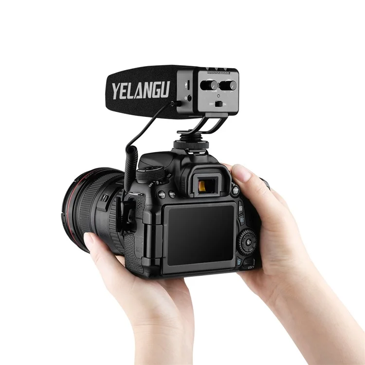 YELANGU MIC09 Professional On-Camera Interview Gain Microphone 3.5mm Audio Plug for DSLR Camera VLOG