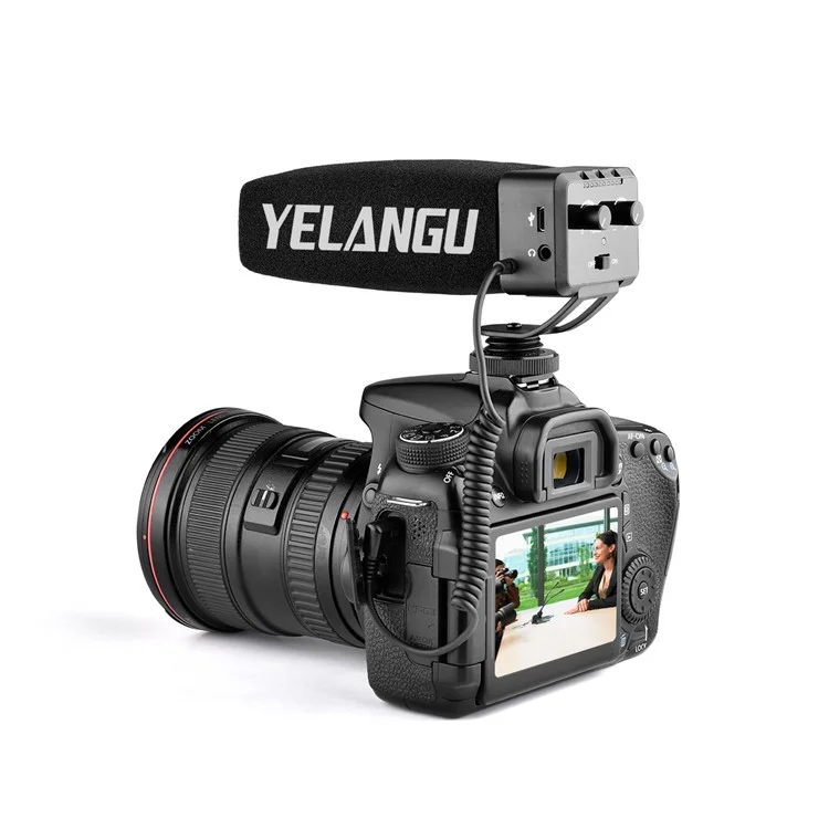 YELANGU MIC09 Professional On-Camera Interview Gain Microphone 3.5mm Audio Plug for DSLR Camera VLOG