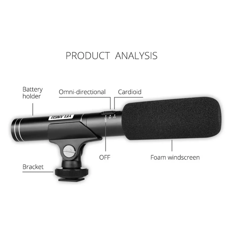 Yelangu Mic01 Micrófono de Condensador Para Voces de Grabación de Cámara Voice YouTube Tiktok