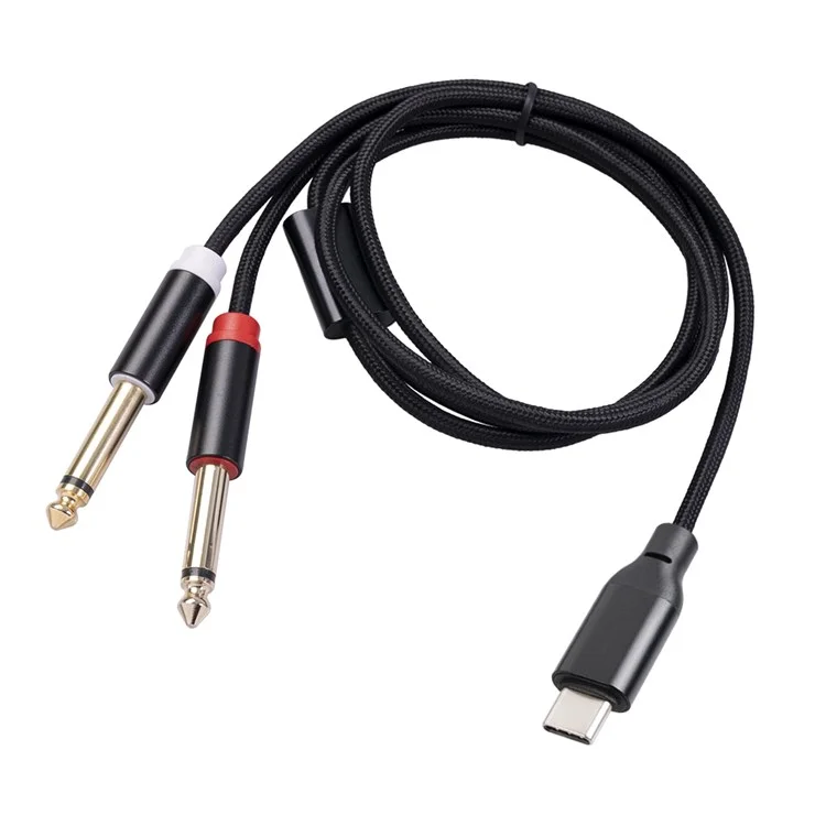 3708 1m Stereo Audio Cable Type-C Male to Dual 6.35mm Audio Cord for Amplifier Mixing Console Speaker