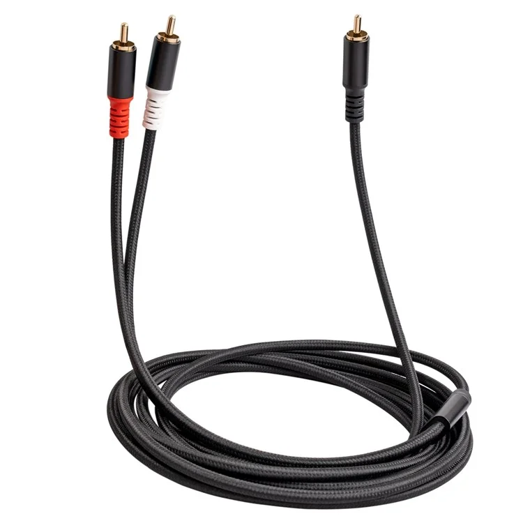 3704 2m RCA Male to Dual RCA Male Audio Cable Mixer Amplifier Sound Card Connection Cord