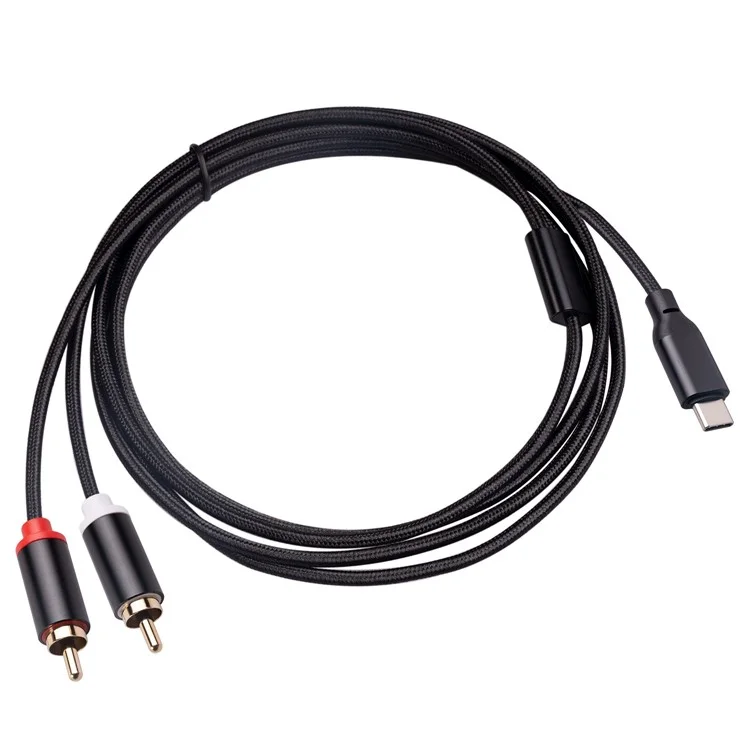 2m Type-C to 2 RCA Male to Male Audio Cable for iPhone Sumsung Xiaomi Speaker Home Theater TV (Built-in DAC Chip)