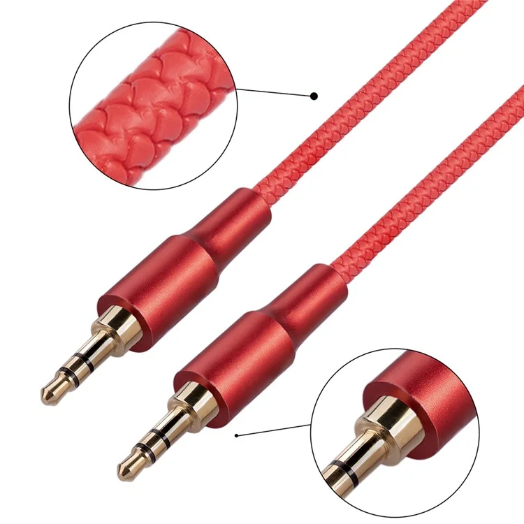 2130 1m 3.5mm Jack HiFi Stereo Audio Cable 3.5mm Male to Male Audio AUX Cable for Car Headphone Speaker - Red