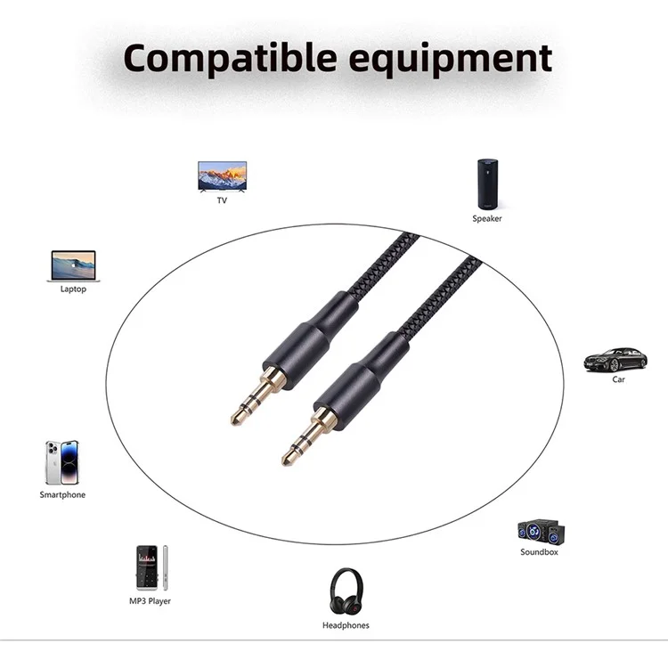 2130 1m 3.5mm Jack HiFi Stereo Audio Cable 3.5mm Male to Male Audio AUX Cable for Car Headphone Speaker - Red