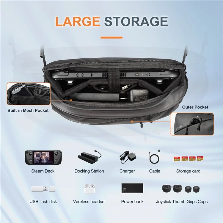 DEVASO For Steam Deck Protective Crossbody Chest Pack Travel Home Shoulder Bag Carrying Case