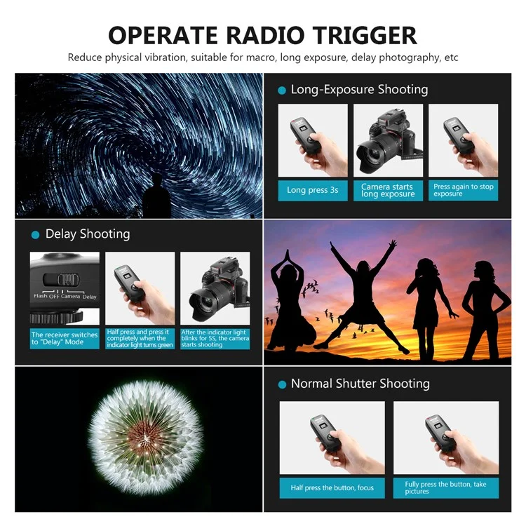 NEEWER FC-16 2.4GHz Channel Wireless Radio Flash Speedlite Studio Trigger Receiver Kit Set