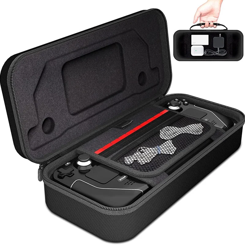 Carrying Case for Steam Deck , Shockproof Hard EVA Nylon Console Games Accessories Storage Box - Black