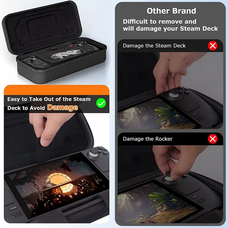 Carrying Case for Steam Deck , Shockproof Hard EVA Nylon Console Games Accessories Storage Box - Black