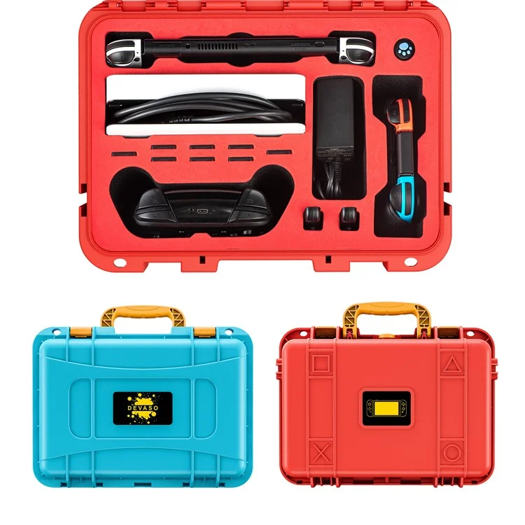 DEVASO Für Nintendo Switch Travel Box Wasserdichte Tragetasche Soft Lining Hartschale, Farbmischung - Orange+Blau
