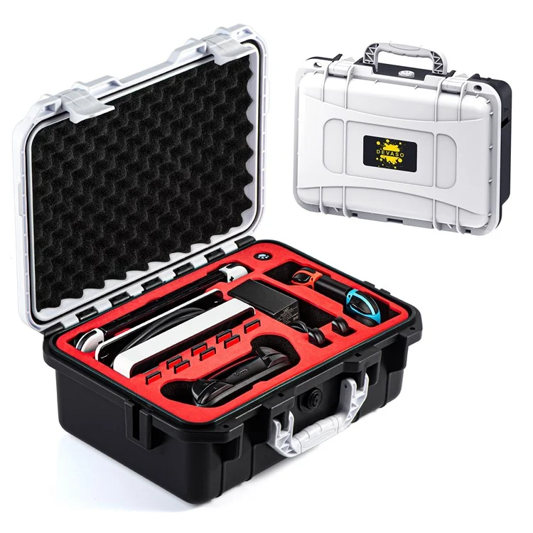 DEVASO For Nintendo Switch Travel Box Waterproof Carrying Case Soft Lining Hard Case, Color Splicing - Black+White
