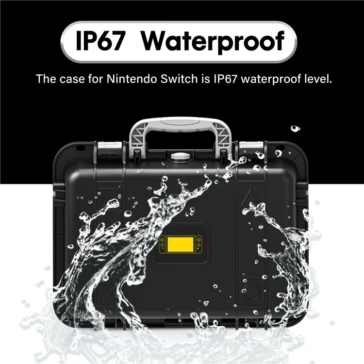 DEVASO For Nintendo Switch Travel Box Waterproof Carrying Case Soft Lining Hard Case, Color Splicing - Black+White